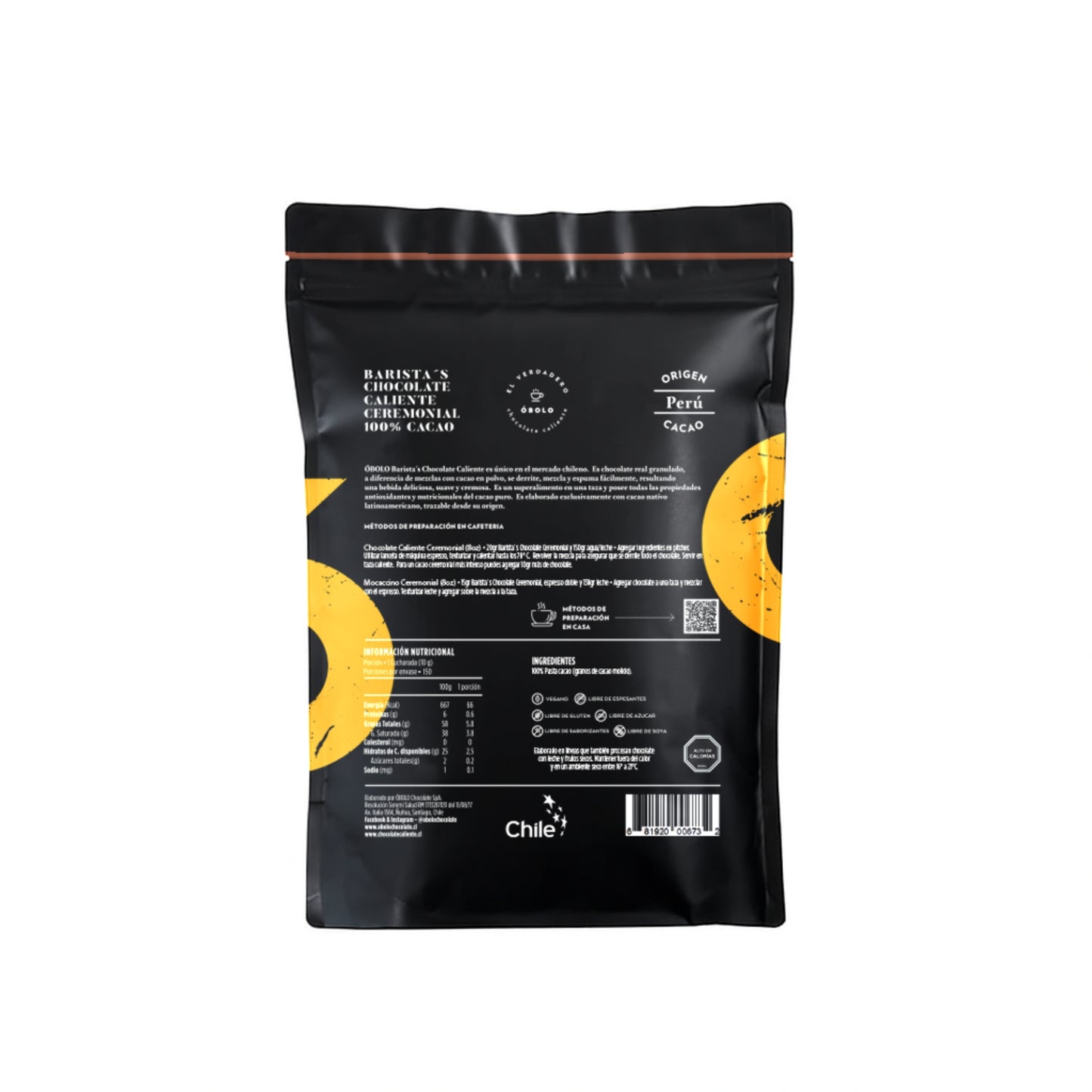 Chocolate Caliente - CEREMONIAL 100% CACAO (Intenso/Puro) 1.5kg